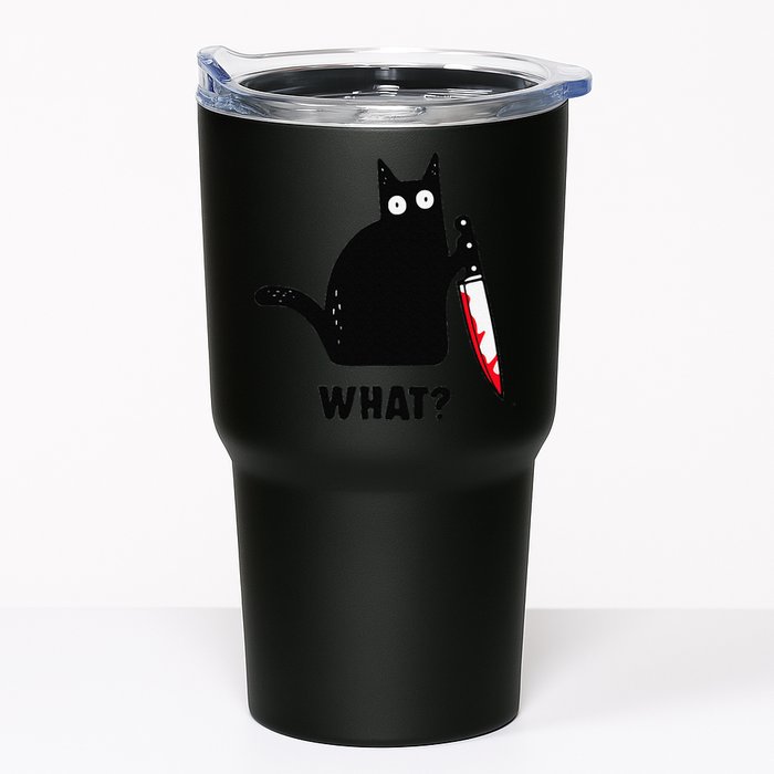 Cat What Funny Black Cat  Murderous Cat With Knife (1) Tumbler