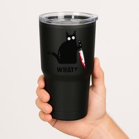Cat What Funny Black Cat  Murderous Cat With Knife (1) Tumbler