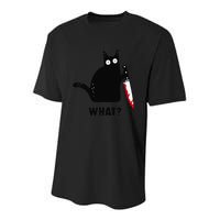 Cat What Funny Black Cat  Murderous Cat With Knife (1) Youth Performance Sprint T-Shirt