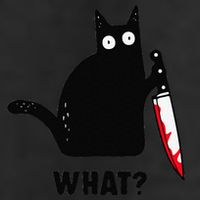 Cat What Funny Black Cat  Murderous Cat With Knife (1) 25L Jumbo Tote