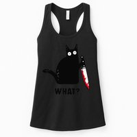Cat What Funny Black Cat  Murderous Cat With Knife (1) Womens Tank Top