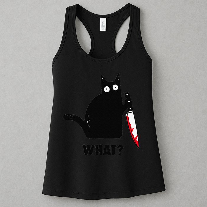 Cat What Funny Black Cat  Murderous Cat With Knife (1) Womens Tank Top