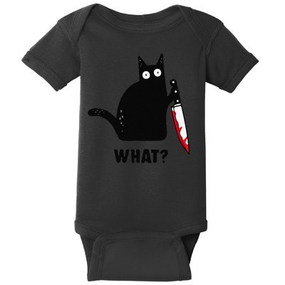 Cat What Funny Black Cat  Murderous Cat With Knife (1) Baby Bodysuit