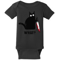 Cat What Funny Black Cat  Murderous Cat With Knife (1) Baby Bodysuit