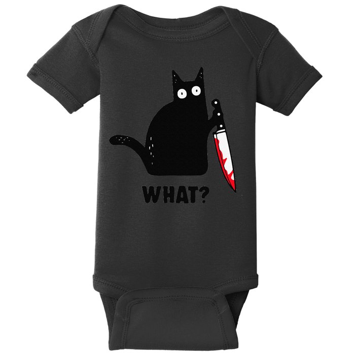 Cat What Funny Black Cat  Murderous Cat With Knife (1) Baby Bodysuit