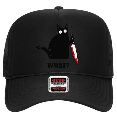 Cat What Funny Black Cat  Murderous Cat With Knife (1) Hat