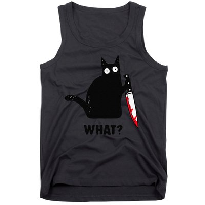 Cat What Funny Black Cat  Murderous Cat With Knife (1) Tank Top