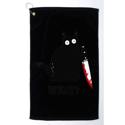 Cat What Funny Black Cat  Murderous Cat With Knife (1) Golf Towel