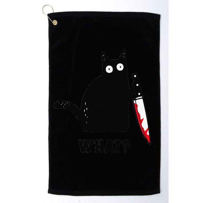 Cat What Funny Black Cat  Murderous Cat With Knife (1) Golf Towel