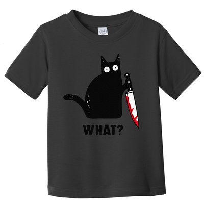Cat What Funny Black Cat  Murderous Cat With Knife (1) Toddler T-Shirt