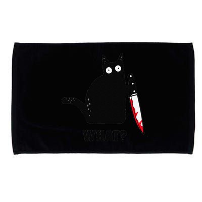 Cat What Funny Black Cat  Murderous Cat With Knife (1) Microfiber Hand Towel