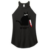 Cat What Funny Black Cat  Murderous Cat With Knife (1) Women's Perfect Tri Rocker Tank