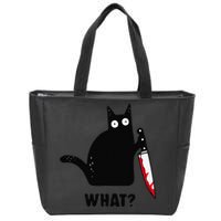 Cat What Funny Black Cat  Murderous Cat With Knife (1) Zip Tote Bag