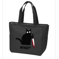 Cat What Funny Black Cat  Murderous Cat With Knife (1) Zip Tote Bag