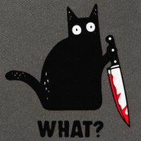 Cat What Funny Black Cat  Murderous Cat With Knife (1) Cotton Canvas Backpack