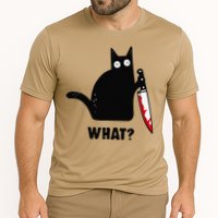Cat What Funny Black Cat  Murderous Cat With Knife (1) Performance Shirt