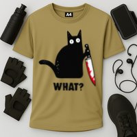 Cat What Funny Black Cat  Murderous Cat With Knife (1) Performance Shirt