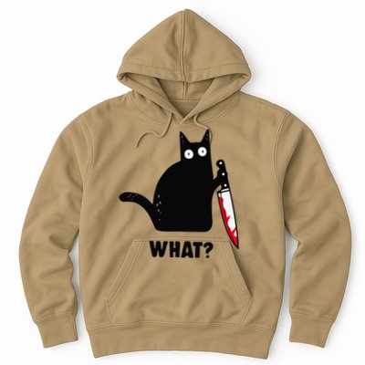 Cat What Funny Black Cat  Murderous Cat With Knife (1) Hoodie