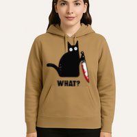 Cat What Funny Black Cat  Murderous Cat With Knife (1) Hoodie