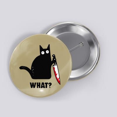 Cat What Funny Black Cat  Murderous Cat With Knife (1) Button