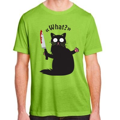 Cat What Funny Black Cat Fun Murderous Cat With Knife Adult ChromaSoft Performance T-Shirt