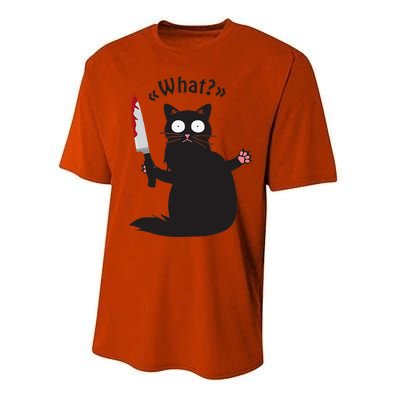 Cat What Funny Black Cat Fun Murderous Cat With Knife Performance Sprint T-Shirt