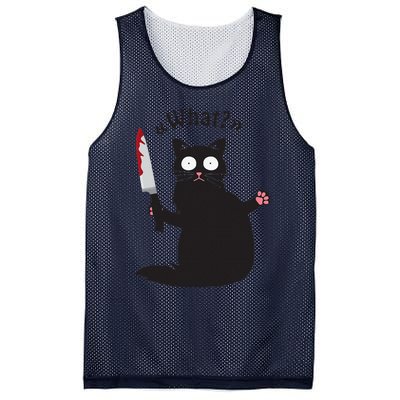 Cat What Funny Black Cat Fun Murderous Cat With Knife Mesh Reversible Basketball Jersey Tank