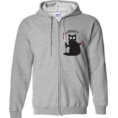 Cat What Funny Black Cat Fun Murderous Cat With Knife Full Zip Hoodie