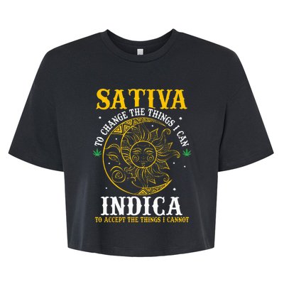 Cannabis Weed Fun Sativa To Change The Things I Can Indica Bella+Canvas Jersey Crop Tee