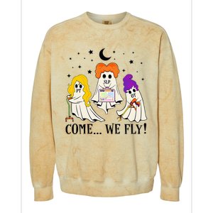 Come We Fly Funny PT SLP OT Nurse Ghost Nursing Halloween Colorblast Crewneck Sweatshirt