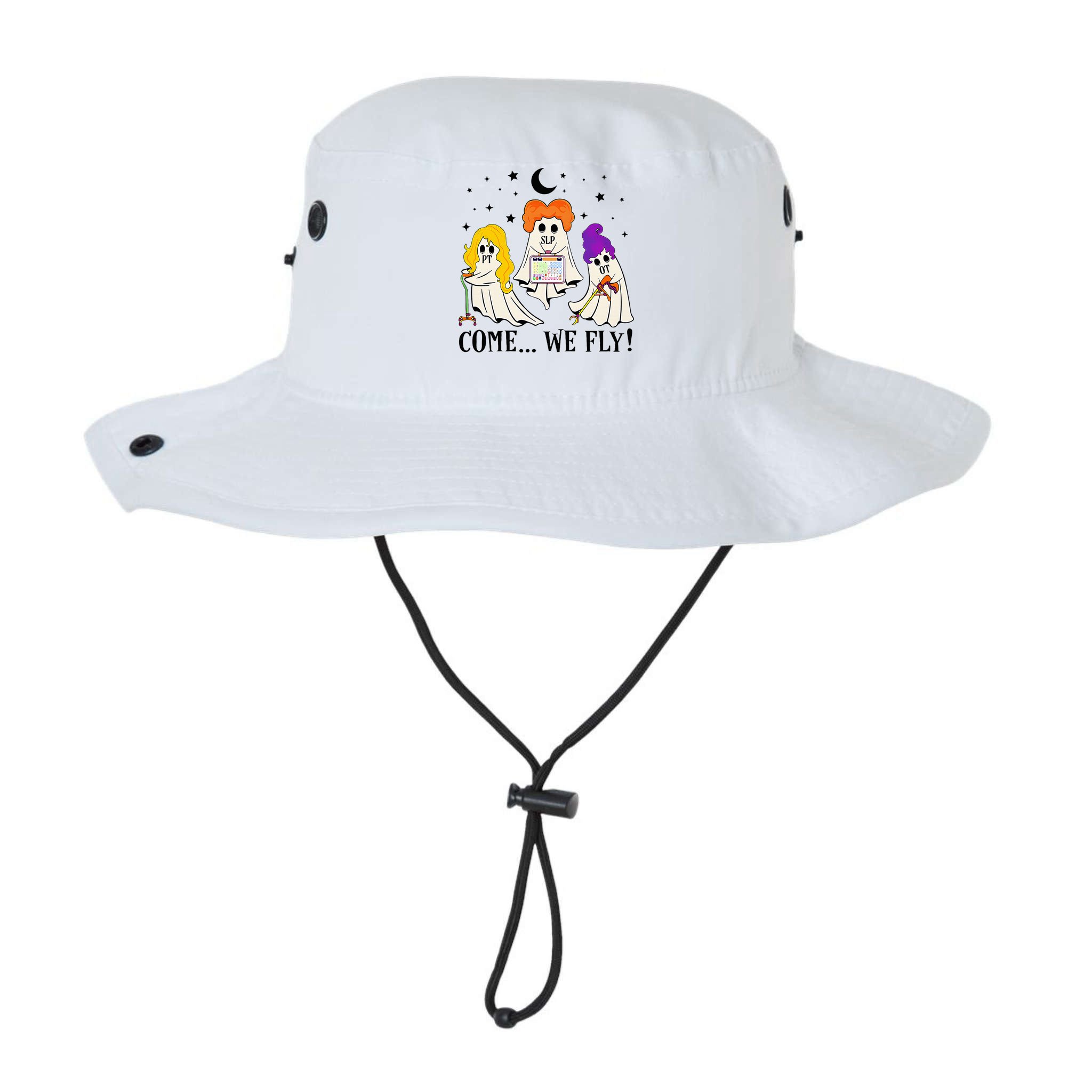 Come We Fly Funny PT SLP OT Nurse Ghost Nursing Halloween Bucket Hat