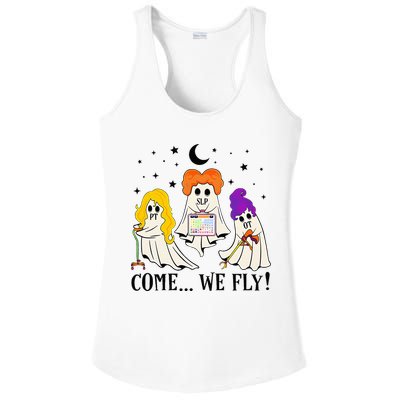 Come We Fly Funny PT SLP OT Nurse Ghost Nursing Halloween Ladies PosiCharge Competitor Racerback Tank
