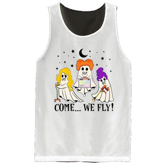 Come We Fly Funny PT SLP OT Nurse Ghost Nursing Halloween Mesh Reversible Basketball Jersey Tank