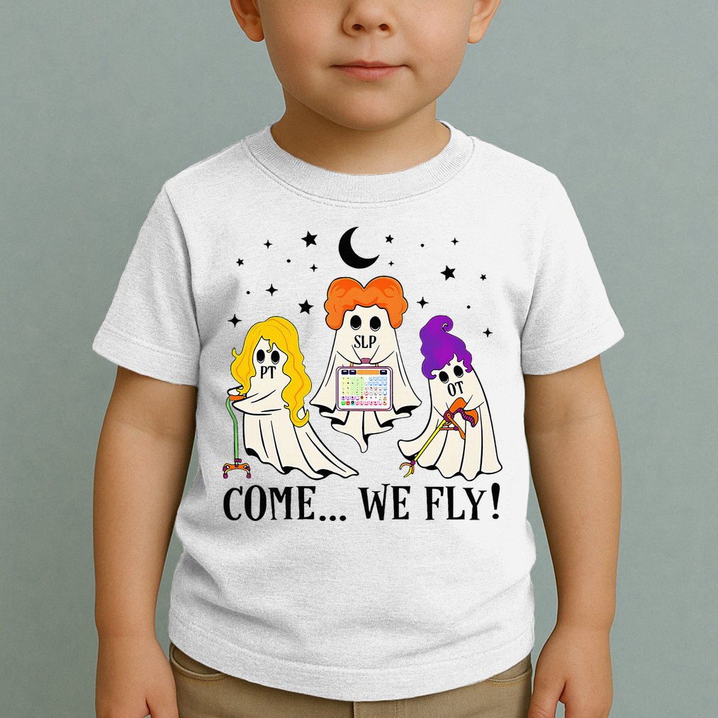 Come We Fly Funny PT SLP OT Nurse Ghost Nursing Halloween Toddler T-Shirt
