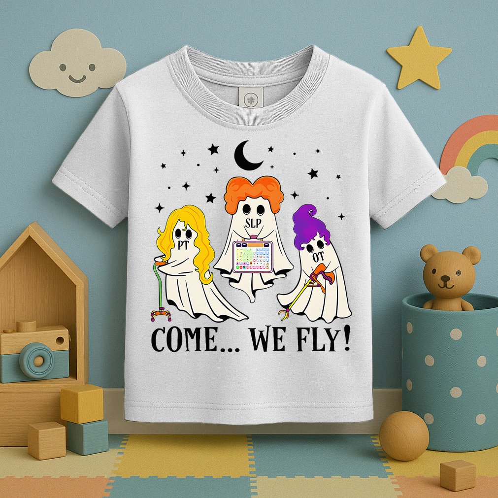 Come We Fly Funny PT SLP OT Nurse Ghost Nursing Halloween Toddler T-Shirt