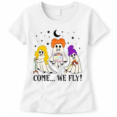Come We Fly Funny PT SLP OT Nurse Ghost Nursing Halloween Womens T-Shirt