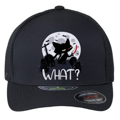 Cat What Funny Spooky Halloween Gift Flexfit Unipanel Trucker Cap