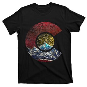 Colorado With Flag Themed Mountain T-Shirt