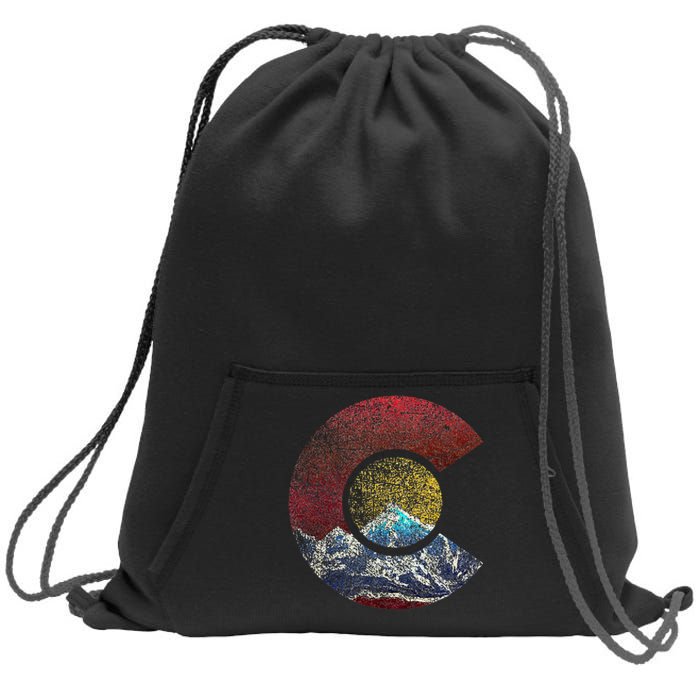 Colorado With Flag Themed Mountain Sweatshirt Cinch Pack Bag