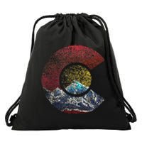 Colorado With Flag Themed Mountain Drawstring Bag