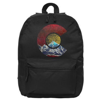 Colorado With Flag Themed Mountain 16 in Basic Backpack