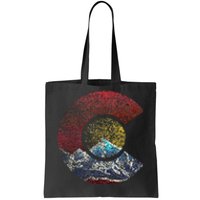 Colorado With Flag Themed Mountain Tote Bag