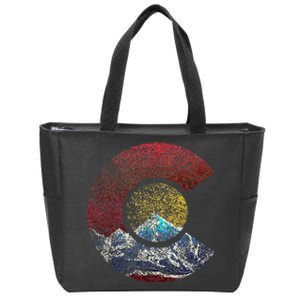 Colorado With Flag Themed Mountain Zip Tote Bag