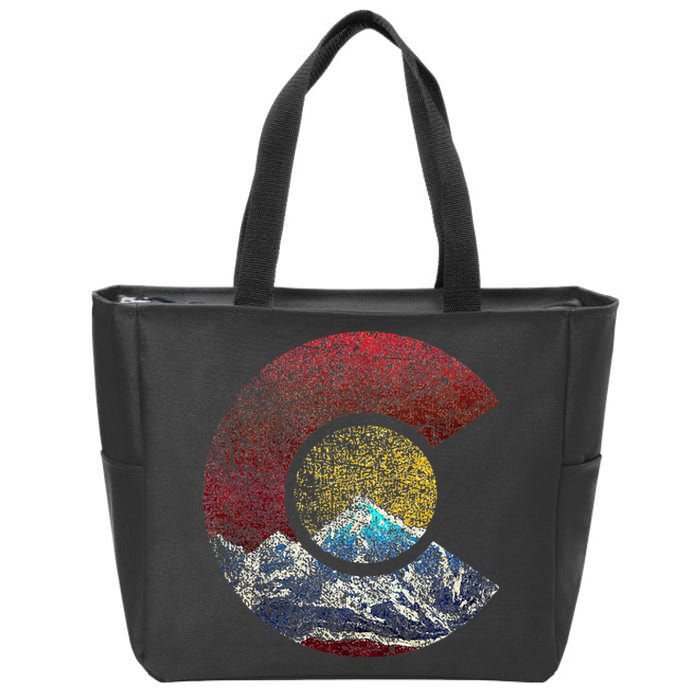 Colorado With Flag Themed Mountain Zip Tote Bag