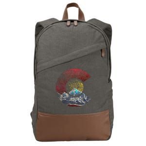 Colorado With Flag Themed Mountain Cotton Canvas Backpack