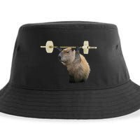 Capybara Weightlifting Funny Body Building Training Sustainable Bucket Hat