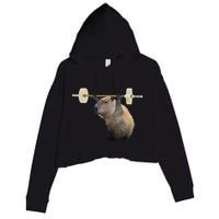 Capybara Weightlifting Funny Body Building Training Crop Fleece Hoodie