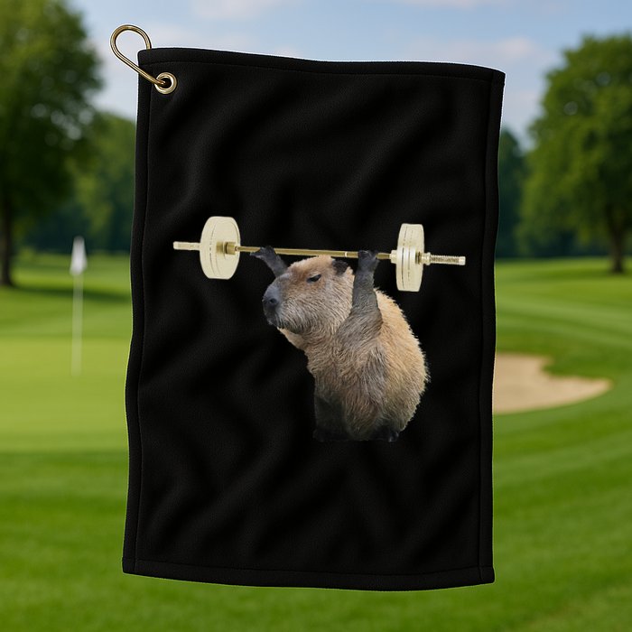 Capybara Weightlifting Funny Body Building Training Golf Towel
