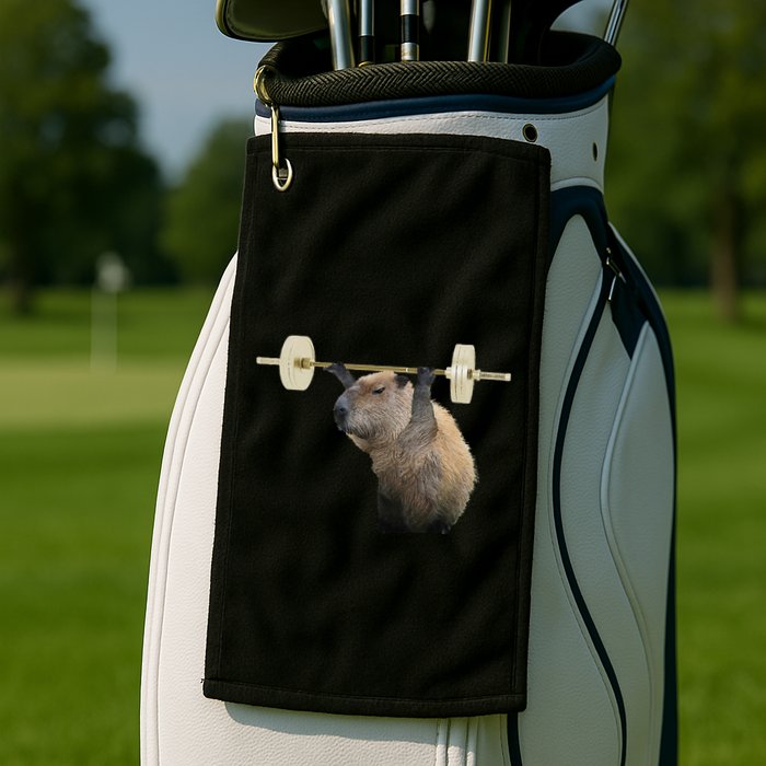 Capybara Weightlifting Funny Body Building Training Golf Towel