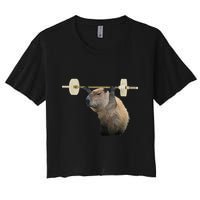Capybara Weightlifting Funny Body Building Training Women's Crop Top Tee